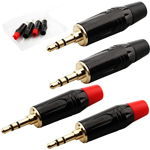 RUNCCI-YUN 4PCS enchufes estéreo de 3,5 mm, Conector de Cable de Audio DIY Tipo Soldadura de 1/8 , Conector de reparación de Repuesto de 3,5 mm para Trabajo, Enchufe Macho estéreo de 3 Polos TRS
