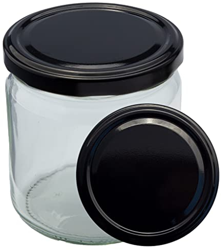 Imkado Twist-Off Honigglas mit Metalldeckel 500g | Schwarz | 1 Paket (96 Stk)