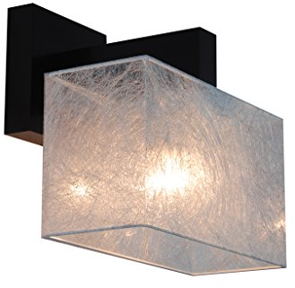 alfalux Wandleuchte Innen Wandlampe Mit Lampenschirm LED Lampe Aus Holz Für Wohnzimmer Schlafzimmer Kinderzimmer Treppenhaus Wandlampen Wandleuchten Silbern PVC JK25D