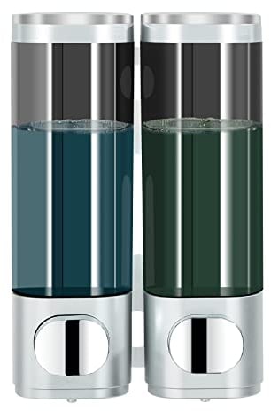modunful Dispenser Shampoo e Bagnoschiuma 3 Camere | ABS Lucido | Erogatore a Pressione Controllata | Senza Trapano | Resistente per Casa e Appartamento