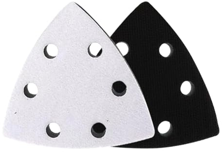 2 Pcs Triangular Sanding Pads, Velcro Self-Adhesive Sanding Sheets, Hook & Loop 6 Hole Sanding Disc, 93 x 93 x 93 mm Grinding-Pads Replacement for Detail Sanders