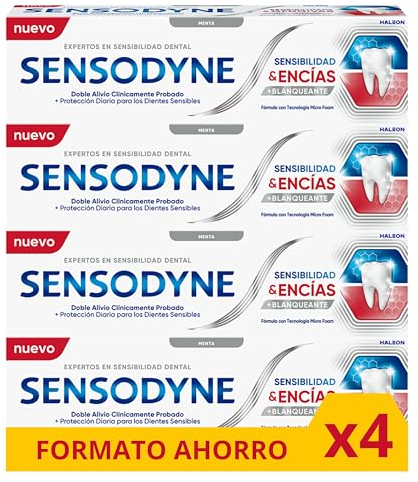Sensodyne Sensibilität und Zahnfleisch weißende Zahnpasta, Linderung für empfindliche Zähne und Verbesserung der Zahnfleischgesundheit, Packung mit 4 x 75 ml