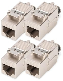 DIGITUS DN-93816 – Keystone-Modul Cat 8.1 – 4 Stück – RJ45 Netzwerkdose Cat8 Geschirmt – 2000 MHz – 25GBase-T & 40GBase-T – 25 Gbit/s & 40 Gbit/s – AWG 26/7 bis AWG 22/1 – Montage Werkzeugfrei