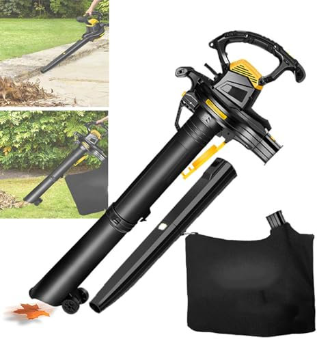 Soffiatore, Aspiratore E Trituratore Per Foglie 3 In 1, Con Tracolla E Ruote, 3800 W | Sacco Per Raccolta Foglie Da 40 Litri | Rapporto Di Triturazione 16:1 | 3,7 Kg | Regolazione A 6 Velocità,30m