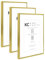 Koby Crafts Pack of 3 Gold Picture Frames for A4 or A3 Images | 3 Pack Aluminium Metal A3 Wooden Photo Frames | Hang Portrait/Landscape | A4 Image Mount