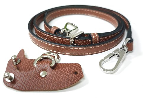 Chingcoo Schulterriemen aus Leder, schultergurt für taschen, longchamp schultergurt(Cognac Farbe und Silber)