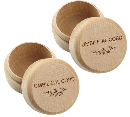 Thootyriaf Wooden Baby Fetal Hair/Umbilical Cord Memorial Box - Carved Memorial Box for Newborn Christening - Baby Gift (2pcs)