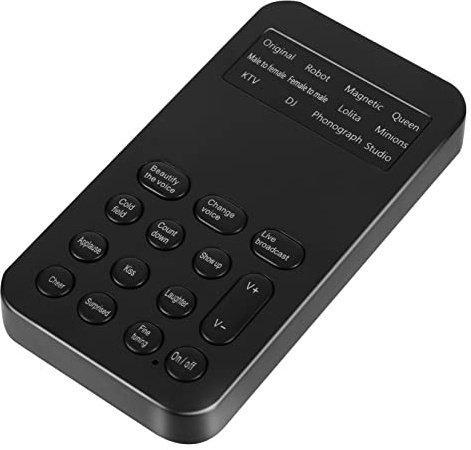 ABS Changeur de Voix Noire Carte Son Externe Portable Mini | Son Clair, Réglage Fin, 8 Effets Sonores, Branchement Direct, pour Diffusion en Direct et Karaoké