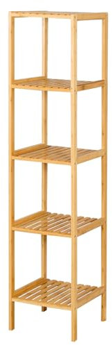 KARAT - Étagère en Bambou - Étagère étroite sur Pied pour Salle de Bain Chambre et Salon - Escalier à Fleurs élégant - Banc de Fleurs décoratif 34L x 33P x 110H cm - Modèle Iowa (5 Niveaux)