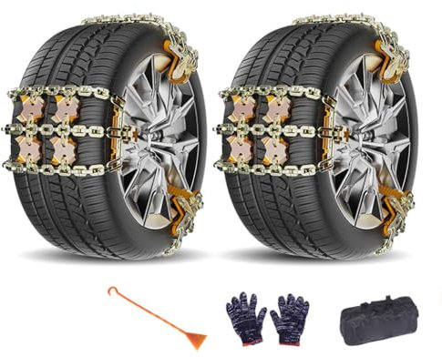 DCZBYCJ 6 Stück Schneeketten Auto für Grand Cherokee 2017-2025, 175-265 mm Autoreifen Schneekette Mangan Stahl Reifen Schneekette Rutsch ZubehöR