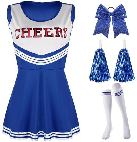 Angebote Cheerleader Kostüm Damen Football Kostüm Herren Cheerleader Kostüm Damen Langarm Fasnachtskostüme Kinder Cheerleader Kostüm Kinder Schwarz Kinder Kostüm Cheerleader(#Damen Blue,L)