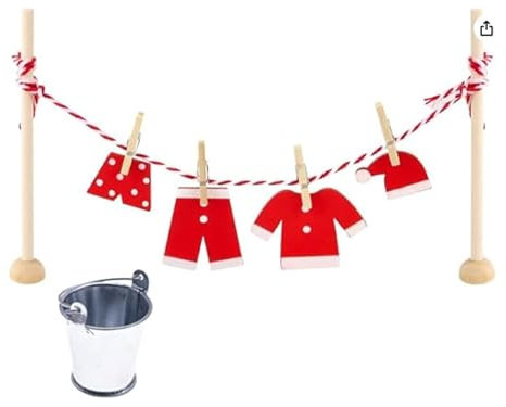 Wichtel Zubehör Wäscheständer Set, 12 Pcs Miniatur Weihnachten Wichtelzubehör Wäscheständer für Wichteltür Weihnachten Deko und 1/12 Puppenhaus