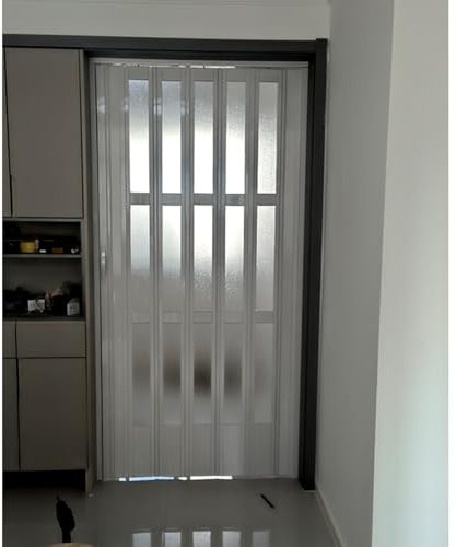 Schiebetür Falttür Weiße Akkordeontüren innen 24 x 80, 30 x 80, 36 x 80, 48 x 80 Zoll, Aluminium-Falttür mit inklusive Tür und Montagematerial, unsichtbare Schiebetür für Schranktür(78''x80'' (198x203