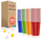 AOLUXLM 240 Pcs Copas de Plástico,Tazas 60 Rojas +60 Azules + 60 Verdes + 60 Naranjas 480ml /16OZ + 20 Bolas Copa Tazas Navidad Cumpleaños Boda