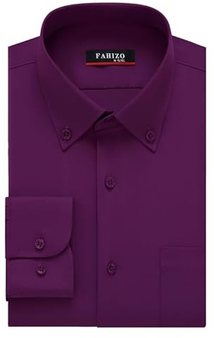 FAHIZO Chemise pour homme - Coupe droite - Couleur unie - Manches longues - Avec poche de poitrine - Style décontracté - Pour le bureau, les loisirs et les occasions, lilas, XXL