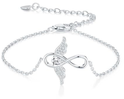 GW Armband Damen Silber 925 mit Herzförmigen Zirkonen Anhänger, Glaubensschmuck für Jeden Tag Kleines Geschenk für Frauen