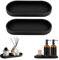 JIHXYER 2 vassoi da bagno in silicone nero vassoio decorativo per soggiorno, camera da letto, lavandino, vasca da bagno e lavello della cucina (ovale)
