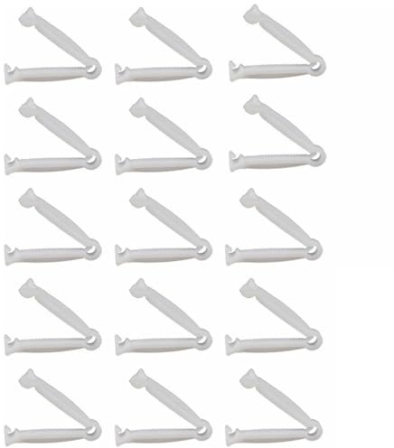 Rakiuty Pinces Cordon Ombilical, Clip de Cordon Ombilical en Plastique, pour Chiots, Chatons, Cochons, 15 Pièces, Blanc