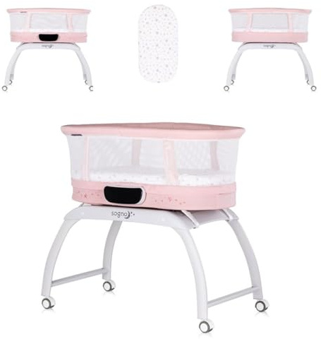 Chipolino Beistellbett Sogno 2 in 1 Spieltisch, Fernbedienung, eingebaute Waage rosa