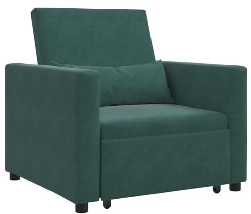 vidaXL Dunkelgrüner Sessel mit Schlafsofa-Funktion | Cooler Samtbezug, perfekt für Dein Wohnzimmer oder Moderne Räume, vielseitiges und bequemes Möbelstück, flexibel für Singles