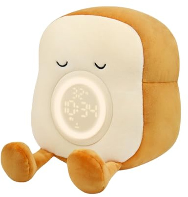 Generisch Toast Light, Cute NightLight Toast Alarm Clock, Multifunctional Dimmable Bedside Lamp, Kids & Teens Room Decor, Desk Accessories, 4000K Light, 1200mAh Battery Powered