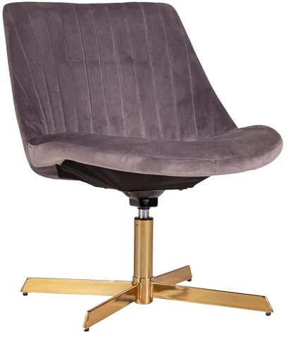 Riess Ambiente 360° Drehbarer Sessel Lounger - grau Gold - Samt Stahl - Loungesessel Polstersessel