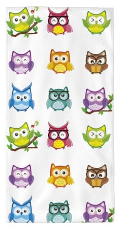 YFSGDLBN Handtuch mit Eulen-Motiv, bedruckt, Flanell-Handtuch