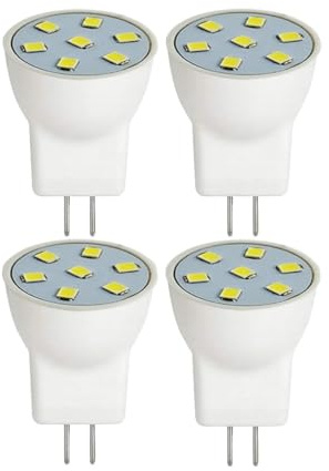 RUEHALF 4x MR8 LED-lampor 2W 12V GU4.0 LED-lampor med två stift, varmvita 2700K-3000K, for utomhusbruk, lågspänning, landskapsbelysning, trädlampa(Warm White 3000K)