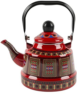 Gcljlmy Hervidor de agua antiguo de 2,5 l, diseño retro, esmaltado, para cocina doméstica, hotel, color rojo