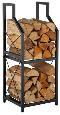 Relaxdays Kaminholzregal, 2 Ebenen, Metall, HxBxT: 81,5 x 34,5 x 30,5 cm, Brennholzregal innen, Feuerholzregal, Farbwahl