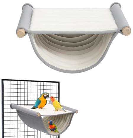 Yuwnd Vogel Hängematte Etagenbett, Wellensittich Zubehör, Winter Warm Vogelnest Haus Wellensittich Spielzeug, Vogel Zubehör für Papageien Gemütlicher Schlafplatz Spielbereich (Grau)