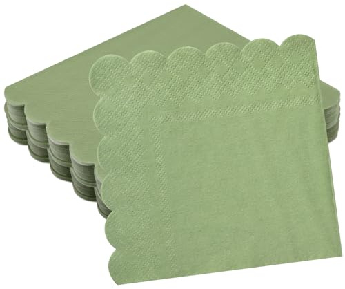 40 Stück Servietten Grün,2-Lagige Servietten Salbeigrün,Servietten Hochzeit 25 x 25 cm Cocktailservietten，Einweg Papierservietten für Geburtstage Hochzeiten Babypartys,Kommunion Deko (Grün)