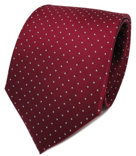 TigerTie Designer Seidenkrawatte in rot bordeaux silber gepunktet