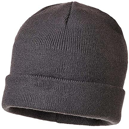 Portwest B013 Insulated Knit Beanie Machine Washable Thermal Pull-On Design | Grey, One Size, Regular Fit, Ribbed Cuffs, Windproof, Inner Soft Insulatex Lining, Button Front, Cold Weather