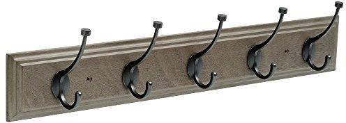 Franklin Brass FBPLLT5-513-R 67,3 cm Lange Schiene Haken, Treibholz, Treibholzgrau und weiches Eisen, 5 Pilltop Hooks
