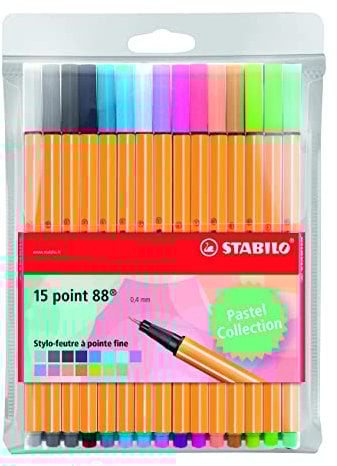 STABILO - Fineliner - point 88 Pastel - 15er Pack - mit 15 verschiedenen Farben