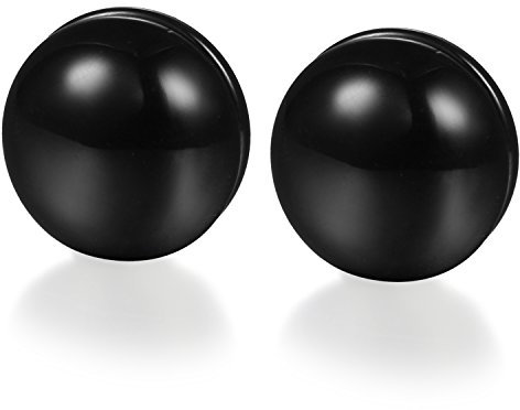 JewelryWe Schmuck Herren Damen Ohrringe, 8MM Rund Magnet Fake-Plugs Fake-Piercing Ohrstecker Tunnel Plug Ohne Loch Magnetisch Ohr-Clips, Edelstahl, Schwarz