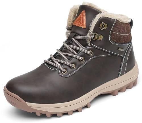 Pastaza Stivali da Neve Uomo Antiscivolo Stivaletti Invernali Donna Outdoor Scarponcini da Montagna Marrone, Gr.42 EU