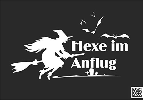 INDIGOS UG Aufkleber Autoaufkleber - JDM Die Cut - Halloween - Hexe im Anflug - 169x99mm Silber - Party Grusel Verkleidung