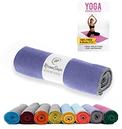 NirvanaShape Yoga Handtuch rutschfest | Hot Yoga Towel mit Antirutsch-Noppen | hygienische Yogatuch-Auflage für Yogamatte [ 185 x 63 cm ]