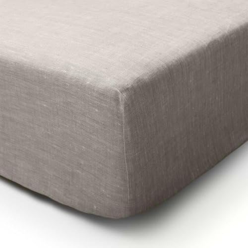 Cuore di lino - Spannbettlaken aus reinem Leinen, 100 % Made in Italy, natur, für Doppelbett (160 x 200 x 30 cm)