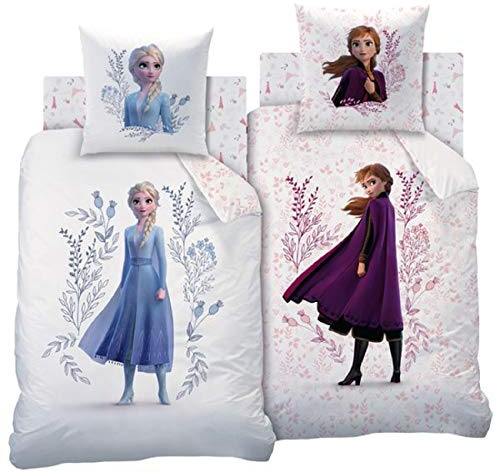 Disney Frozen 2 Anna ELSA Mädchen Wende Bettwäsche Set Flowers