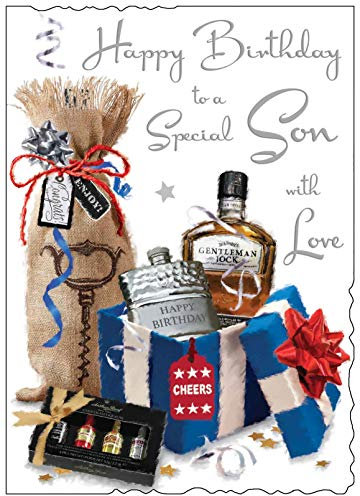 Jonny Javelin Tarjeta de cumpleaños grande para hijo, Postal Cumpleaños, diseño de licores y petaca