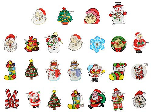 TOYANDONA 25 Pcs LED Broche Broche De Noël Broche Père Noël Badge Broche Clignotant Lumière Broche Bijoux Cadeau pour Enfants Cadeau Faveurs De Fête (Couleur Aléatoire)
