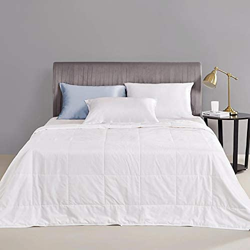 Mommesilk Seide Bettdecke 100% Seide Füllung mit Baumwolle Hülle 220x240cm, Seidengewicht 0.75kg, Weiß Waschbar 4 Jahreszeiten Allergiker Bettdecke