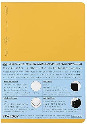 Nitoms S4150 STALOGY Notizbuch, 365 Tage Notizbuch, A5, gepunktet, gelb