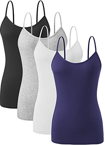 Ymmchy Women Camisoles Adjustable Spaghetti Strap Tank Tops Basic Undershirt 4 Pack
