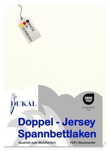 Dukal | Topper Spannbettlaken | max. Höhe 10 cm | 180x200 – 200x200 cm | aus hochwertigem DOPPEL-Jersey | 100% Baumwolle | Farbe: perlweiss