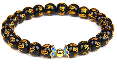 HJYUK Edelstein Armband, Stein Armbänder Motto Achat Naturstein Perlen Armbänder Chakra Armband Yoga Balance Freundschaftsarmband Schmuck Für Frauen Mädchen Jungen 21Cm