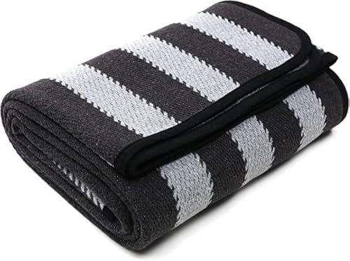 ACUSHLA Merino Wolldecke Kuscheldecke Wohndecke Warm & Kuschelig Waschbar, Großer Überwurf Ideal für draußen, Camping, Couch, Bett, Reisen – superweiche Wolldecke (Grauer Streifen)